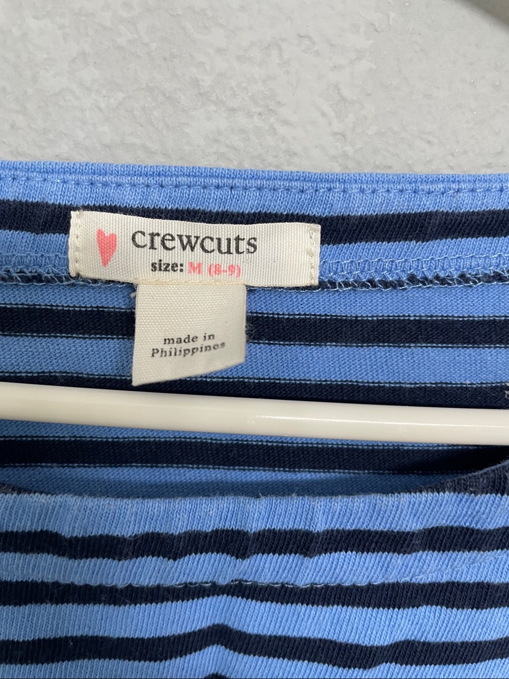 Crewcuts J.Crew Girls Striped Dress Star Elbow Patches Blue Navy  Size M 8/9 - Picture 2 of 5